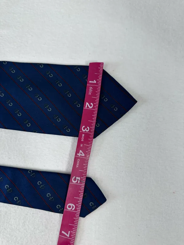 Vintage Charles Jourdan Paris Silk Tie Blue Office Luxury Designer Neck Tie - Image 6