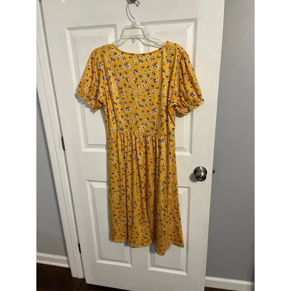MYONE Boho Floral Print Square Neck Midi Dress Size XL New Without Tag - Image 5