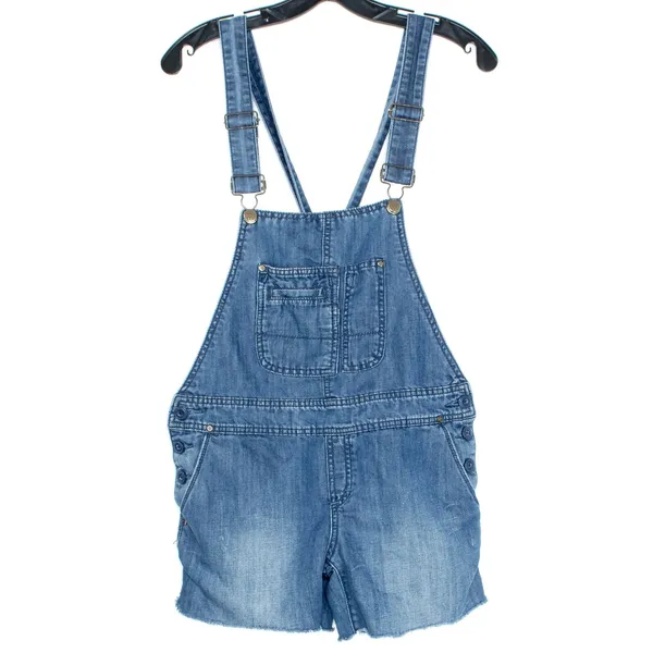 Holding Horses Womens Jean Shortalls Linen Blend Denim Jumper Blue Size 26 BO - Image 2