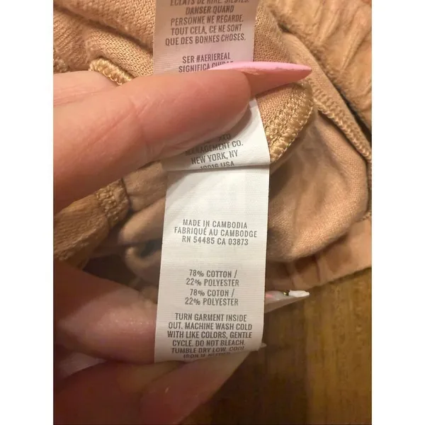 Aerie Velour Tan Pull-On Casual Loungewear Shorts Cotton Blend Size Small - Image 5