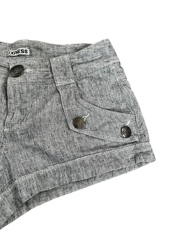 Vintage Express Low Rise Micro Mini Shorts Linen Cotton Y2K Coquette Indie - Image 3