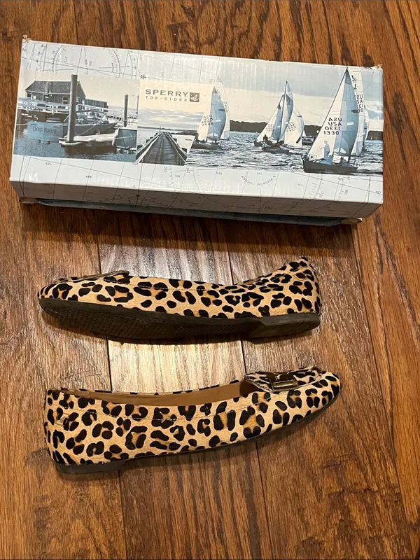 Sperry Leopard Print Flats with Gold Accent - Image 16