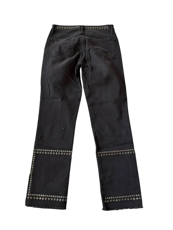 FRAME Le High Straight Studded Black Jeans Size 27 - Image 3