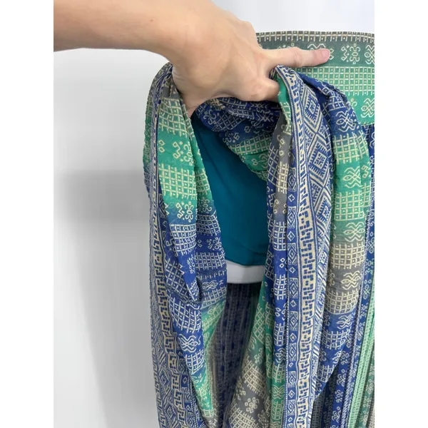 Free People Palazzo Pants Small Blue Green Geometric Boho Festival Wide Leg - Image 8