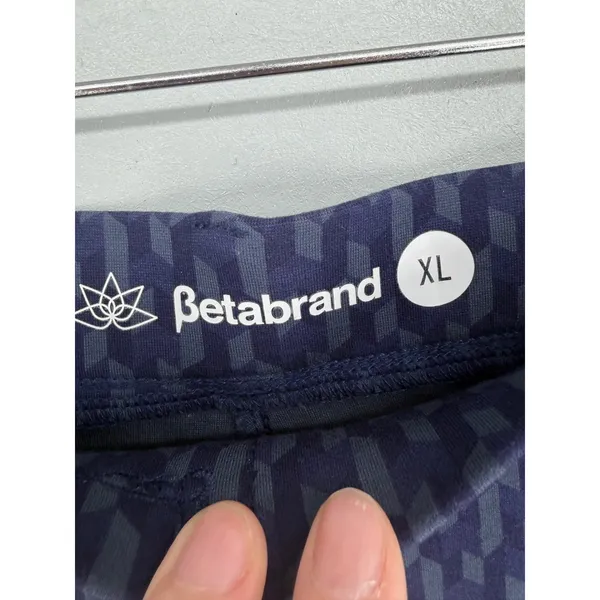 Betabrand Womens Dress Pant Yoga Pants Navy‎ Geometric Prism XL - Image 4