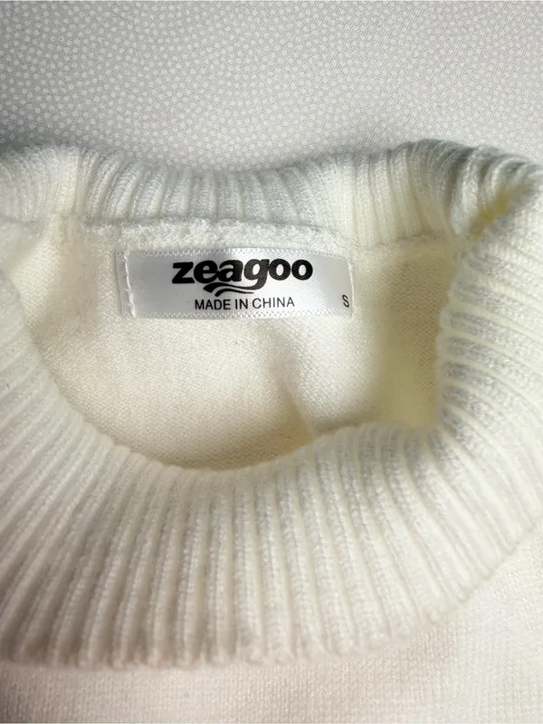 Zeagoo Womens Small White Mock Neck Sleeveless Sweater Vest Knit Top - Image 4
