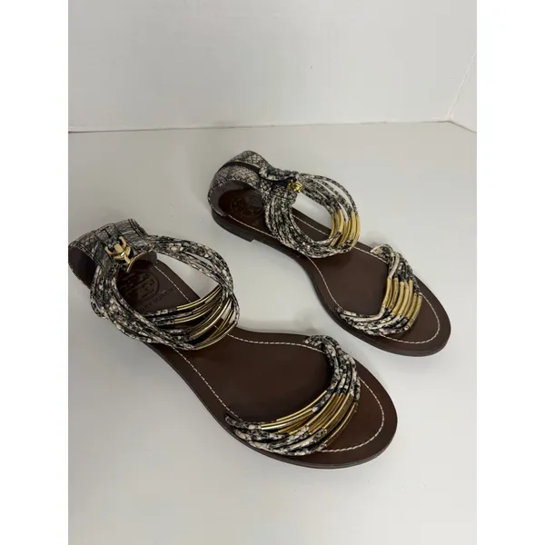 Tory Burch Snakeskin Gladiator Sandals Size 8 Womens - Image 2