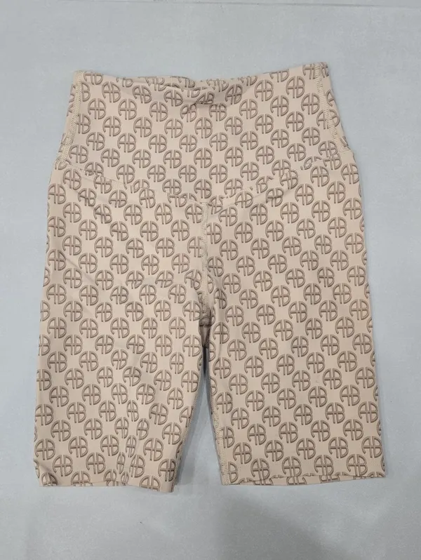 New Anine Bing Blake Biker Short Camel Monogram Print - Neutral Size XS - Image 2