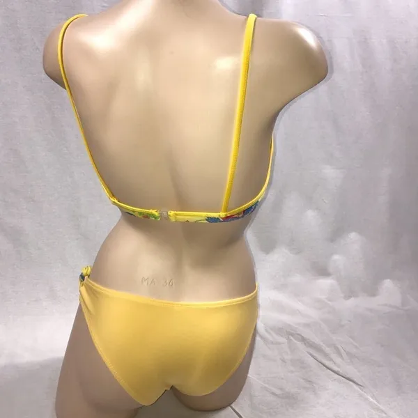 Recco brazilian bright yellow floral bikini - Image 3