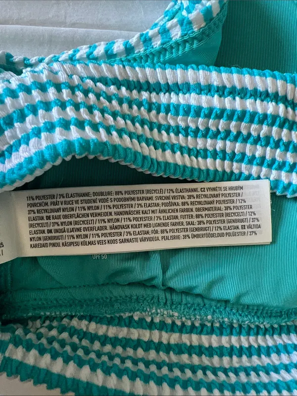 {American Eagle Aerie} Brand New Crinkle Stripe Longline Plunge Bikini Top - Image 11