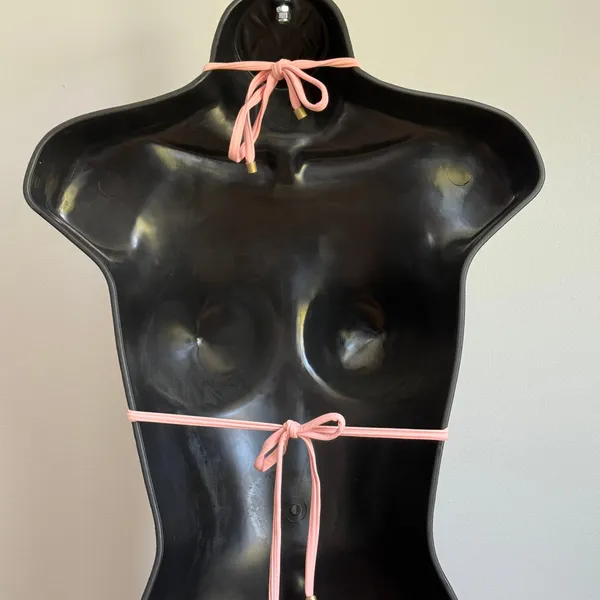 Ribbed Dainty‎ Beachy Pink Triangle Bikini Set Small Summer Swimwear - Image 5