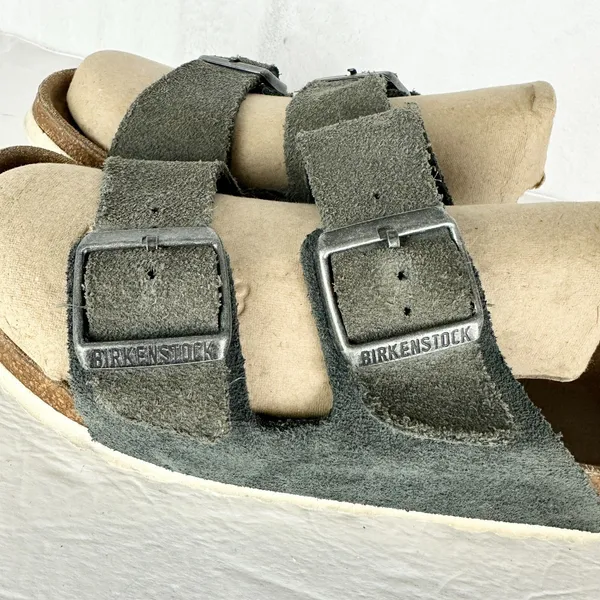 Birkenstock Women's Arizona Suede Leather Sandals Size 7 Grey - Image 6