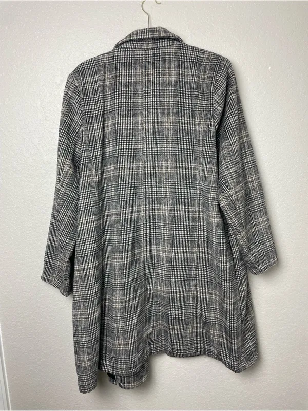 a new day Gray Plaid Long Trench Winter Coat Size XL - Image 9
