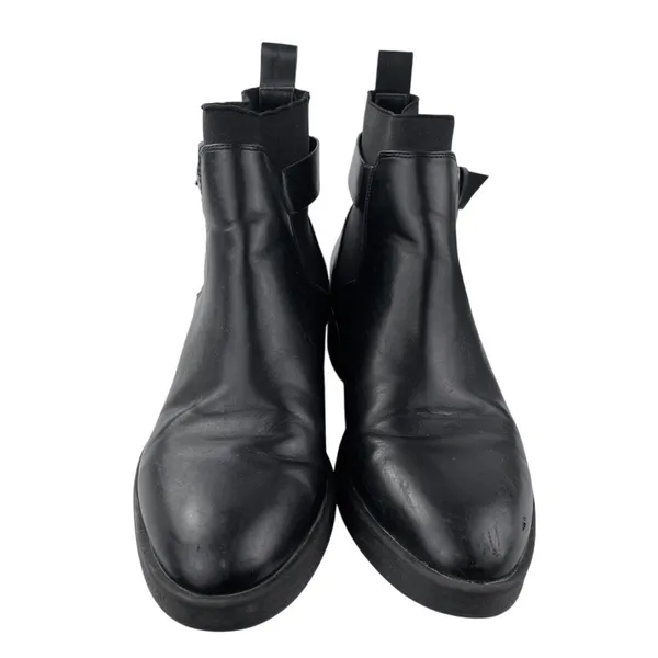Zara Women's Black Leather Almond Toe Buckle Strap Ankle Boots Booties Size 8 - Image 2