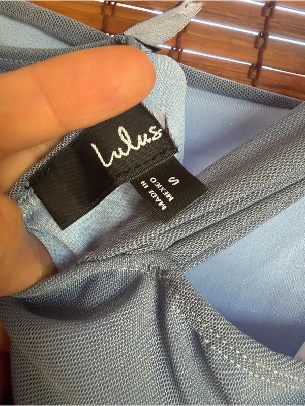 Lulus Amazing Presence Slate Blue Mesh Ruched Maxi Dress NWOT Small $79 - Image 12