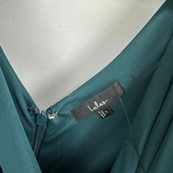 Lulus Thoughts of Hue Emerald Green Surplice Maxi Dress Formal Large NWT - Image 7