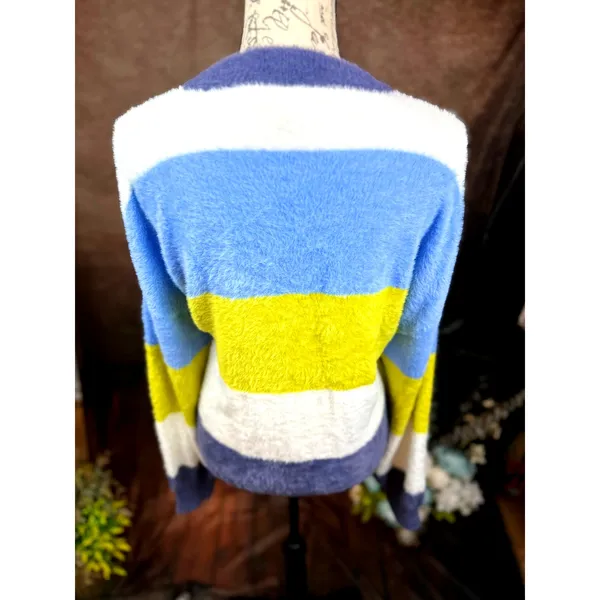 Oversized Bright Fluffy Soft Knit Collar Cuffs Aerie Flurry Crew Sweater L - Image 10
