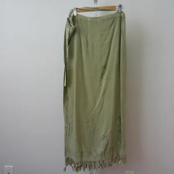 Raja Boho Beachy Relaxed Lagenlook Embroidered Fringe Wrap Maxi Skirt Plus G - Image 6
