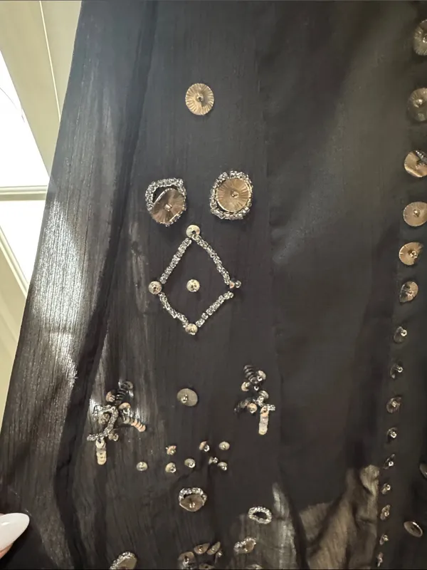 Free People Aston Black Studded Button-Front Sheer Tunic Dress Size Medium. A1 - Image 8