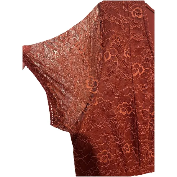 Torrid Knit And Lace Dress Size 1x Rust V Neck Casual - Image 5