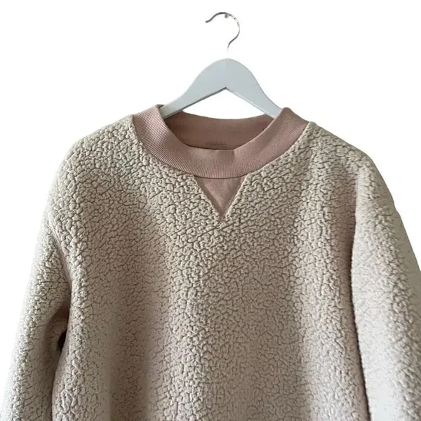 Who What Wear Women’s Sherpa Long Sleeves Sweatshirt Crewneck Brulee SZ XL - Image 3