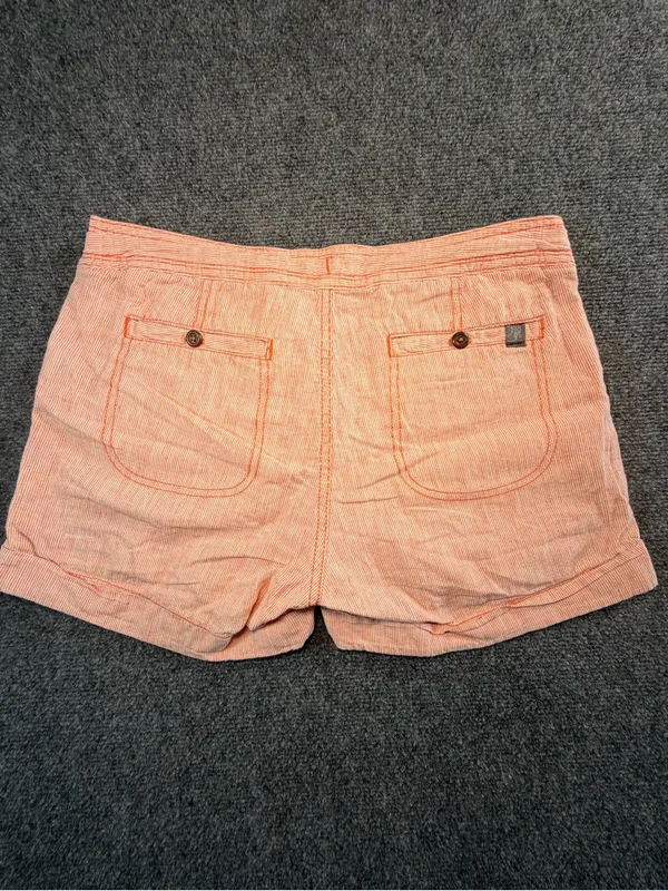The North Face Orange White Striped Linen Blend shorts Size 6 Coastal Summer - Image 2