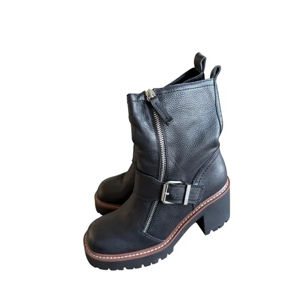 Blondo Rylyn Waterproof Black‎ Tumbled Leather Moto Lug Sole Boots 6M NEW - Image 5