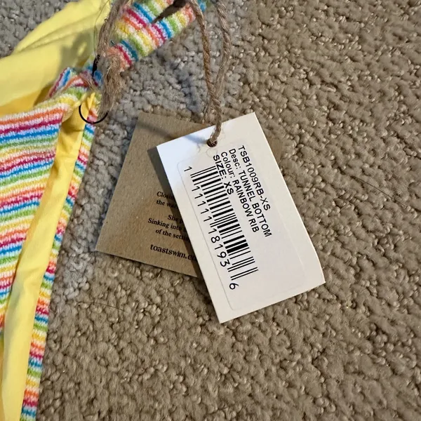 NWT Toast x Free People rainbow tunnel bikini bottoms xs - Image 3