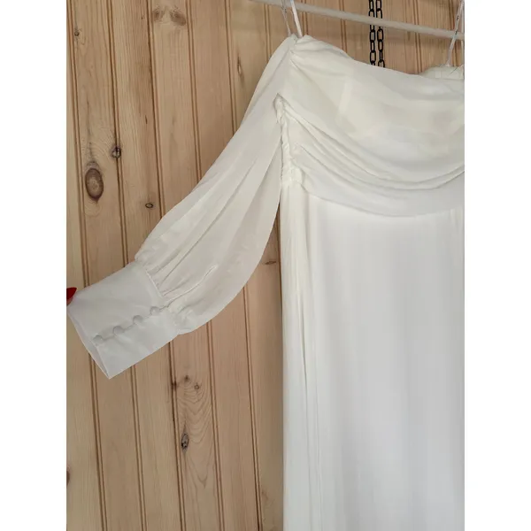 NWT Lulus Adorna White Off-the-Shoulder Maxi Dress Bridal Bride Wedding Size M - Image 6