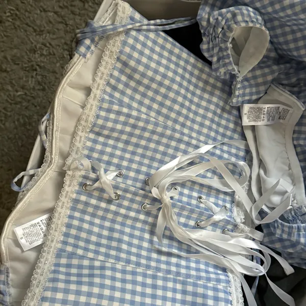 Light Blue Gingham 2 Piece Skirt Set - Image 4