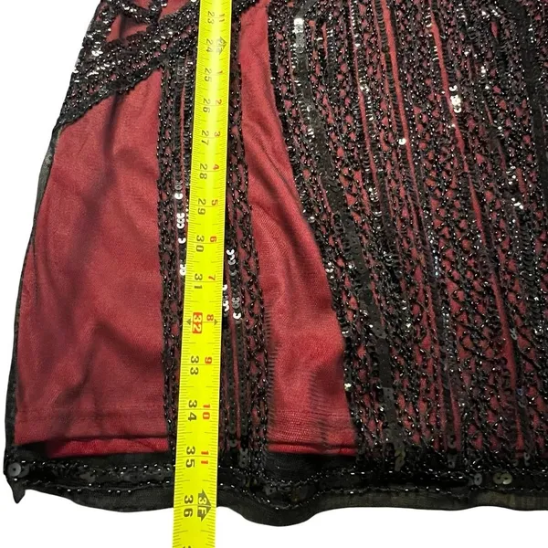 Womens Whimsigoth Dark Fairy Sequin Mesh Dress Size L Black Red Y2K 20s HOCO - Image 8