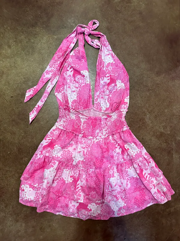 Pink Tie Smocked Dress - Image 4