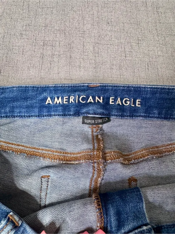 American Eagle Curvy Super Hi Rise Jeggings Skinny Jeans Ripped Frayed Size 18 - Image 10