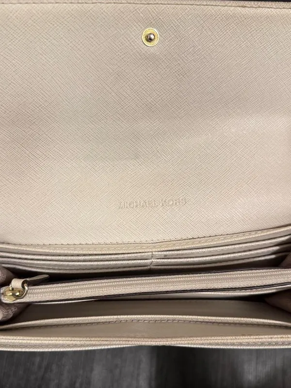 Womens Michael Kors Signature Canvas Beige Monogram Wallet Size OS - Image 4