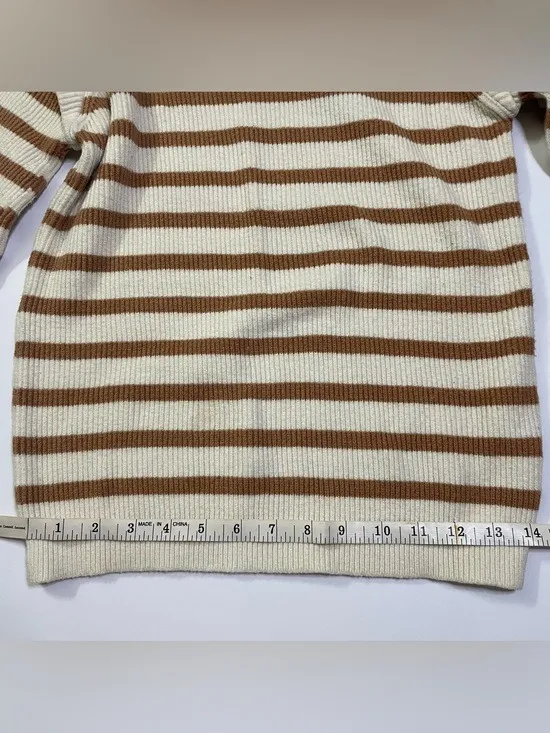 PrettyGarden Cream Sweater Tan Stripes size S - Image 3