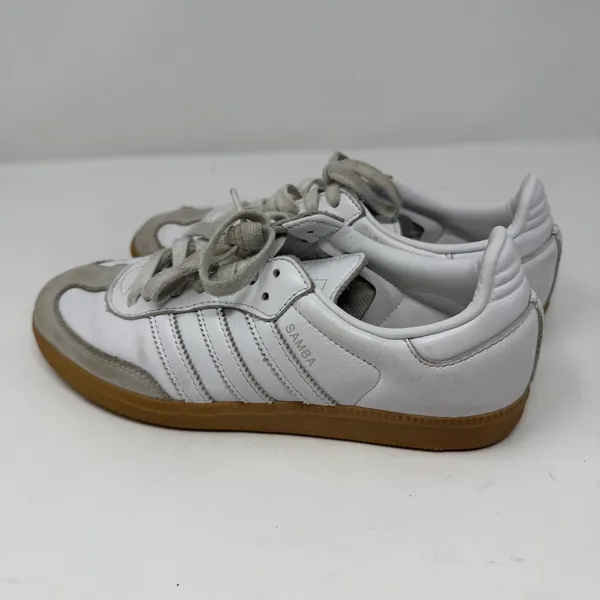 Adidas Samba OG Sneaker White Grey Gum Leather Suede Womens Size 7 - Image 5