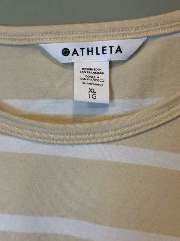 Athleta Women’s Essential Striped Tee XL Beige Cream Short Sleeve - Image 3