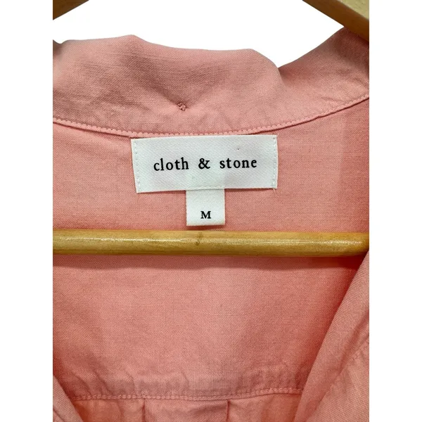 Anthropologie Cloth and Stone‎ Top Womens Medium Button Up Tie Front Peach Boho - Image 2