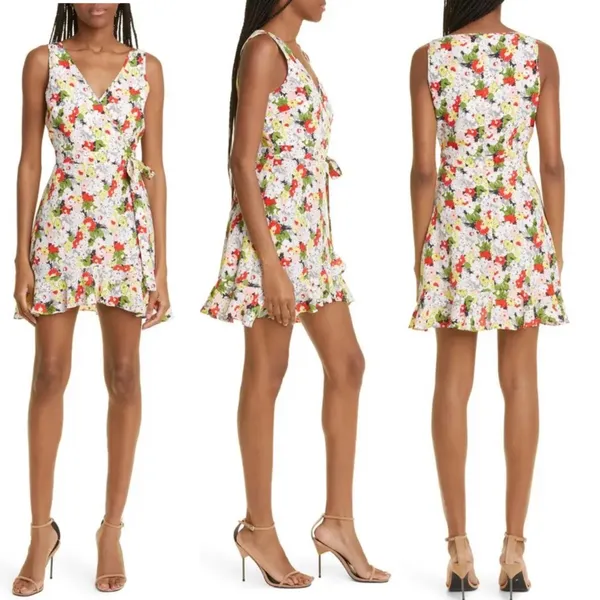 Likely Vera Floral Print Faux Wrap Mini Sleeveless‎ Dress Womens Size 8 NEW - Image 2