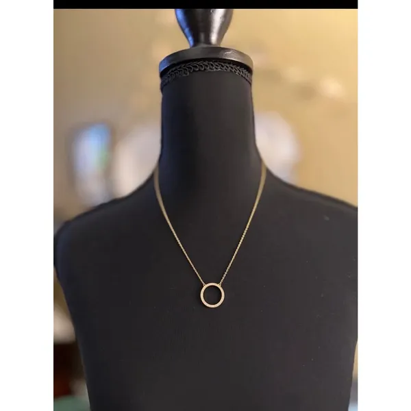 Adornia Swarovski Crystal Circle Pendant Necklace 14K Gold Plate - Image 2