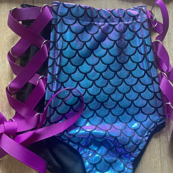 Dollskill Mermaid Technotopia ribbon lace up set XS NEW - Image 2
