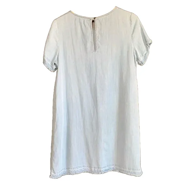 Life in Progress Shift Dress Women Medium Chambray Raw Hem Beachy Light Wash - Image 6