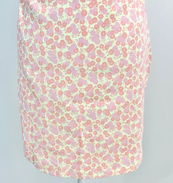 New Floral Print Knit Tube Dress Strapless Mini Green Pink - Image 12