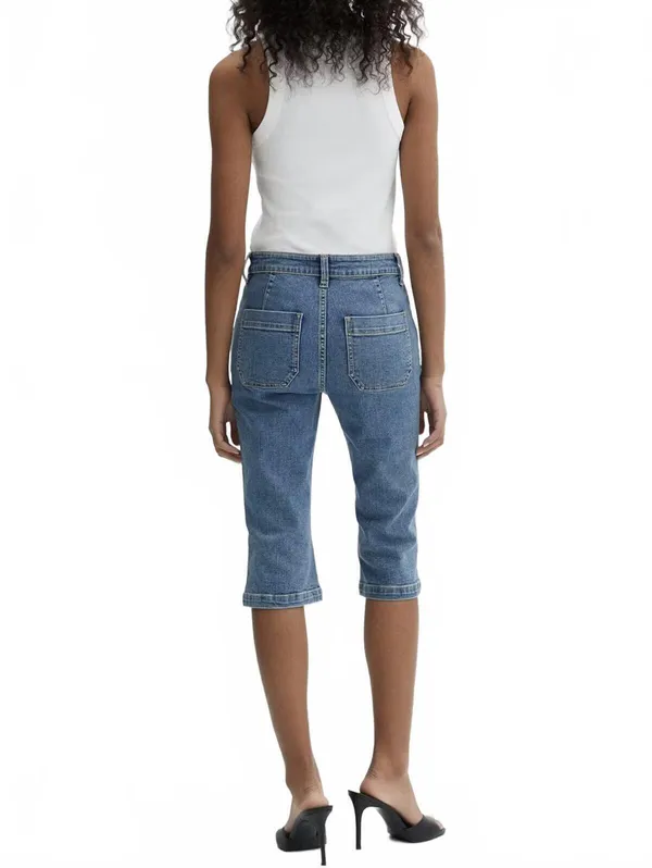 Mango Capri Jeans with Decorative Stitching Lora Medium Blue Size 2 (EUR 34) - Image 3