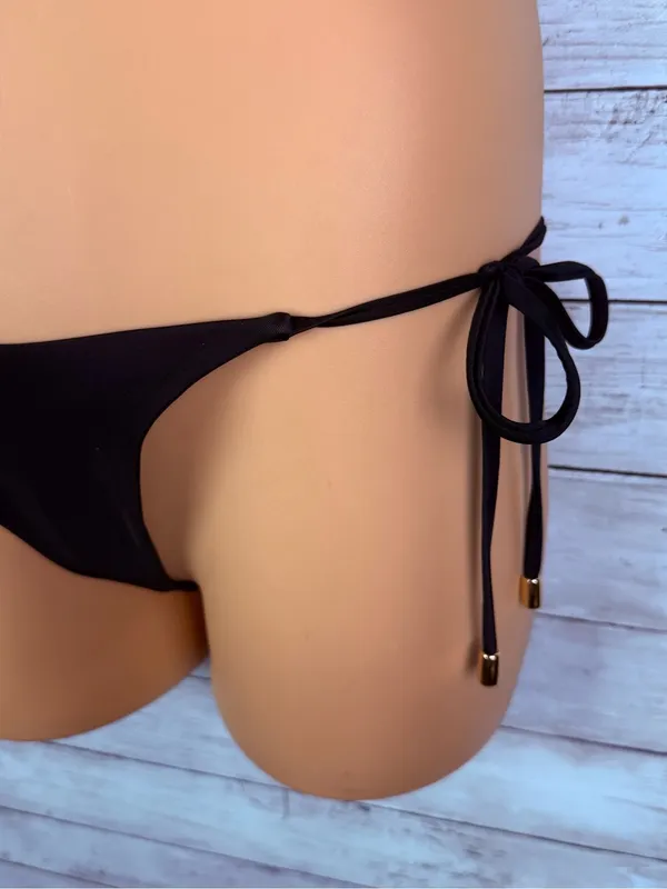 Quince Italian Adjustable Side-Tie Bikini Bottom Black Size Small - Image 3