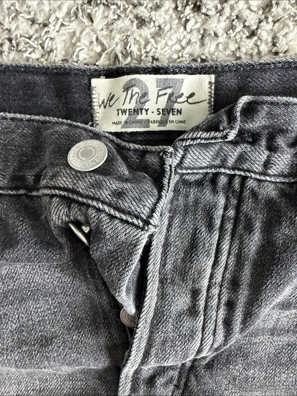 We the Free Free People Washed Black Distressed Denim Shorts Size 27 - Image 2