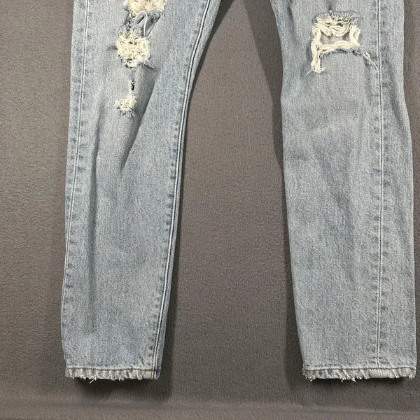 Levis 501 Skinny Jeans Womens 28 Premium Light Button Fly High Rise Distressed - Image 2