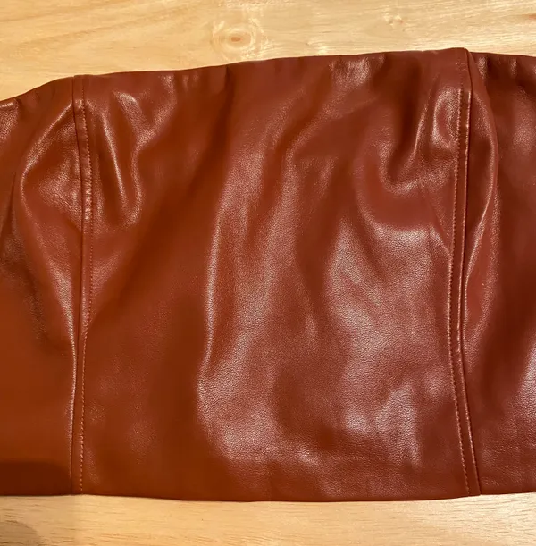 The Clothing Exchange Company Faux Leather Dark Orange Brown Tube Top - Image 4