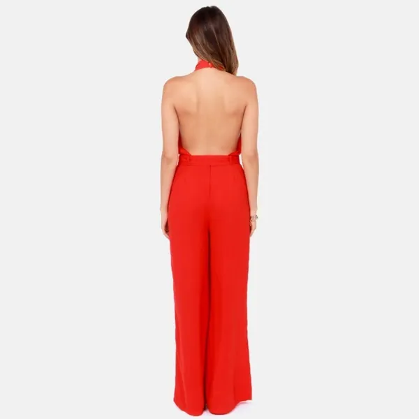 Lulus Red Halter Backless Sleeveless Jumpsuit Pants Cocktail Womens 2 - Image 11