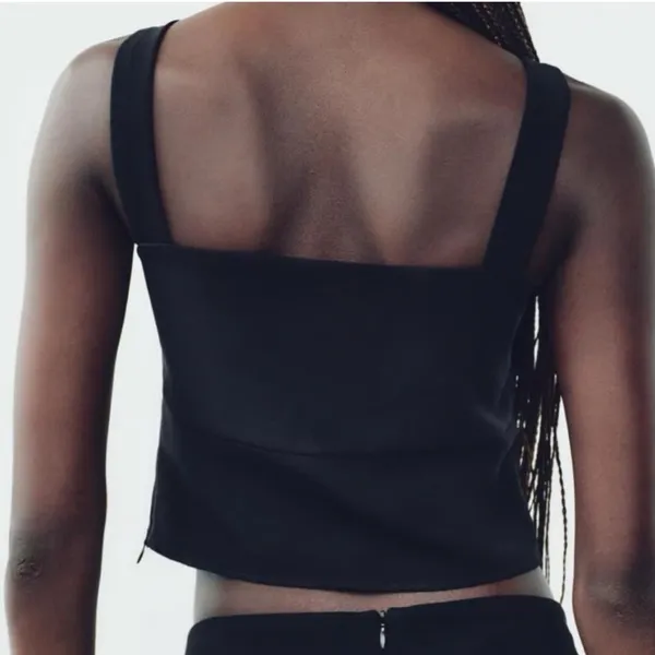 New With Tag ZARA Black Crop Top With Bow detailing - Image 3